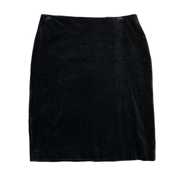 Vintage Norma Kamali Skirt Women 42 US XL Solid Black Velvet Zip Back Mini *READ - Picture 1 of 14